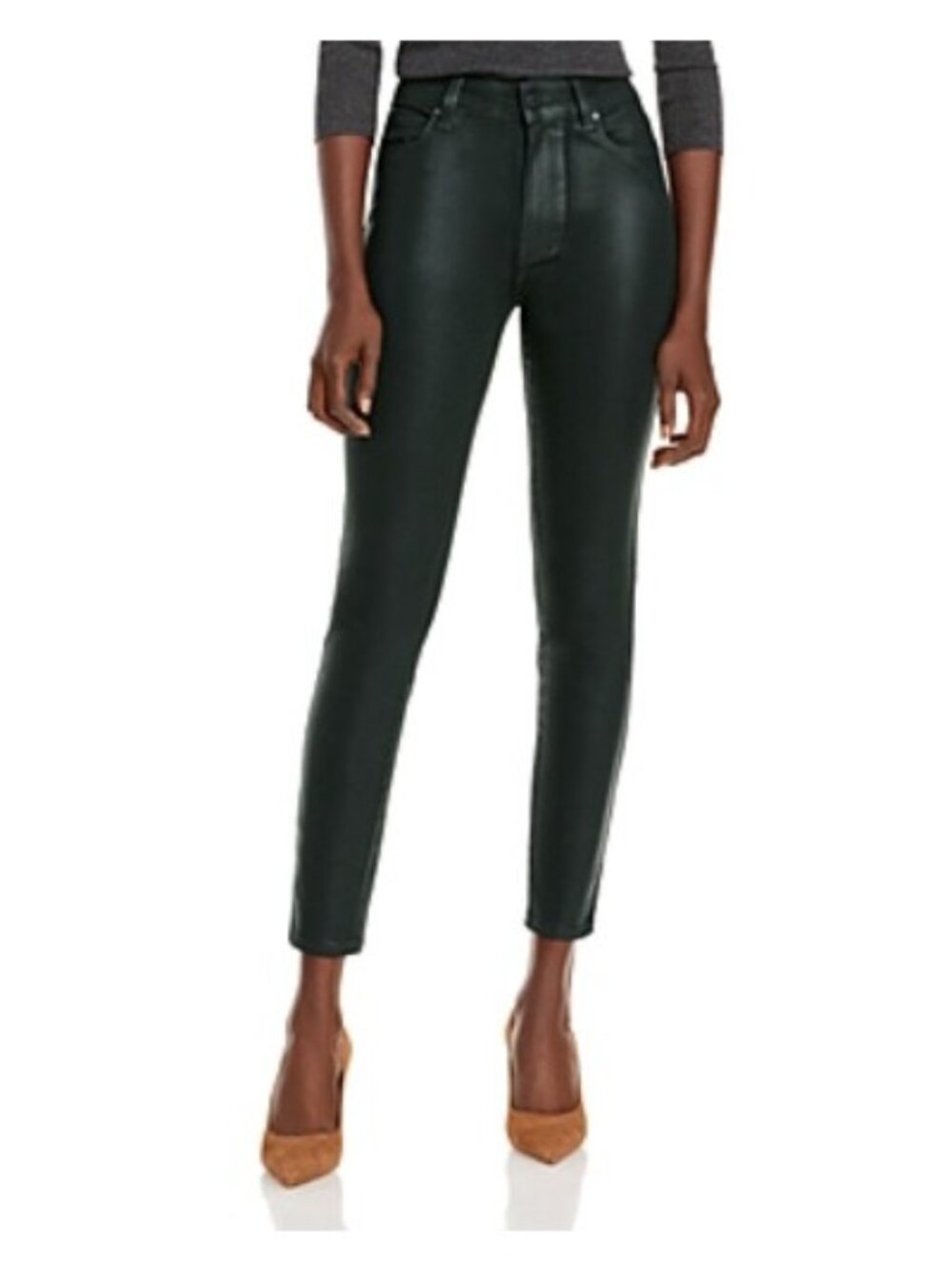 PAIGE Hoxton Ankle Jeans Wild Clover Luxe Coating Dark Green Size 25 MSRP $219